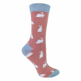 Miss Sparrow Ladies Animal Design Bamboo Socks 4-7 UK GOODS Superdrug Rabbit (Pink)  