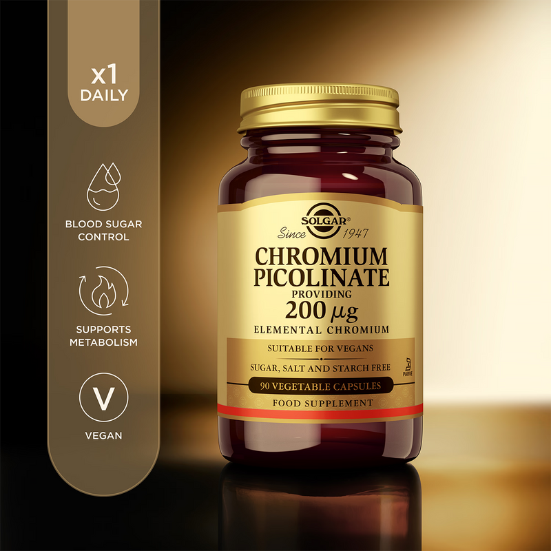 Solgar Chromium Picolinate 200µg 90 Vegi Capsules (British brand)