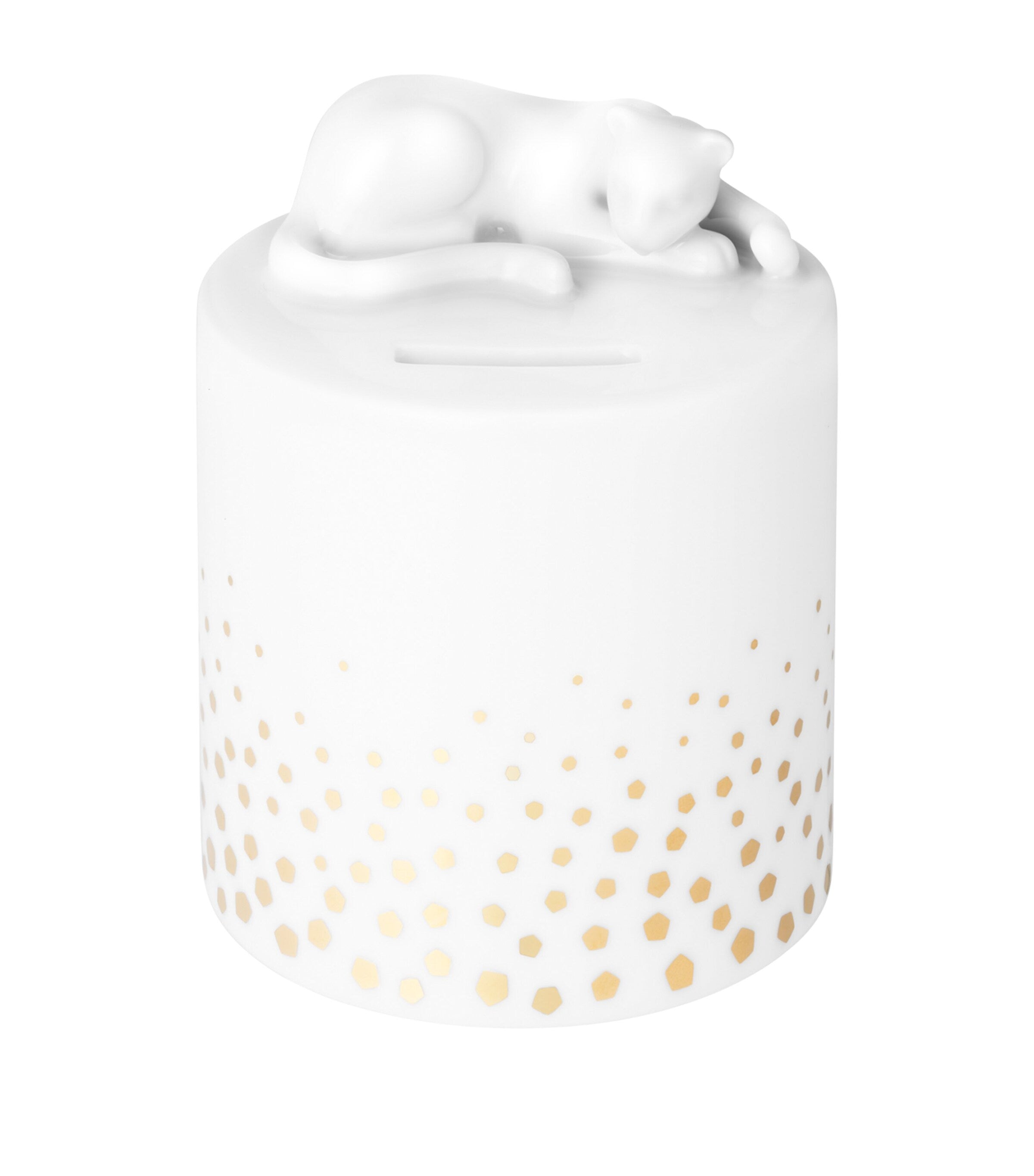 Cartier baby panther money box with metallic gold spots, 9.9cm x 8.5cm - British product