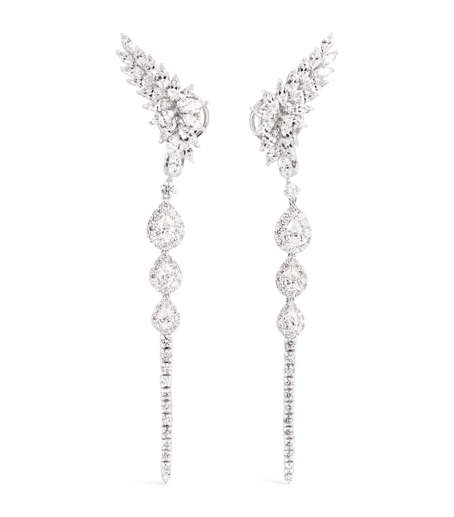 Yeprem white gold and diamond pearlescent drop earrings - British product