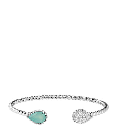 Harrods Boucheron White Gold Diamond and Aquaprase Serpent Bohème Bangle- Buy online at McGrocer