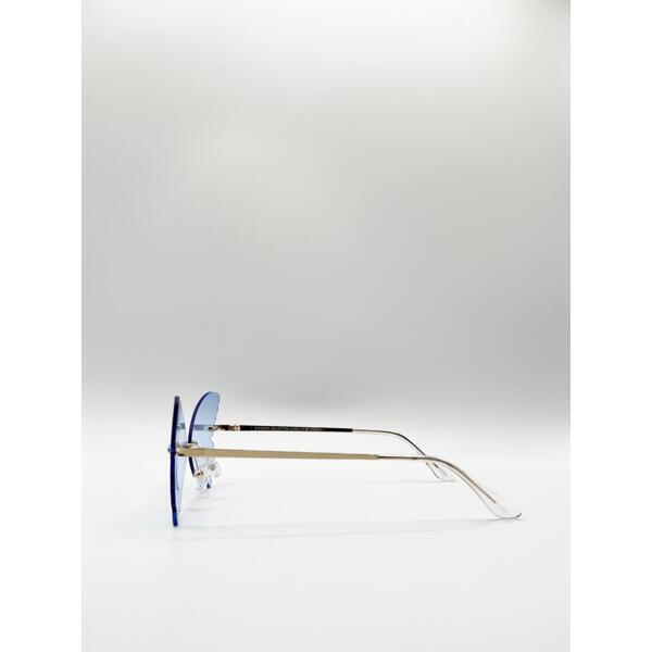 SVNX frameless blue butterfly sunglasses gold frame (British brand)