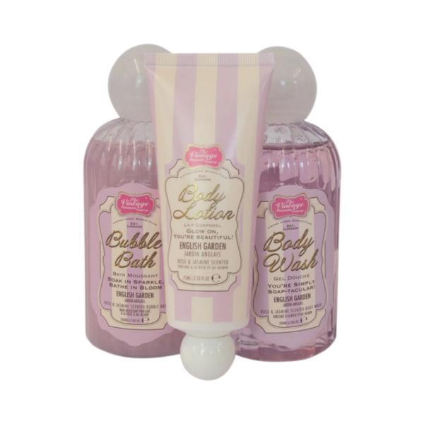 Vintage Cosmetic Company rose and jasmine body trio, UK version