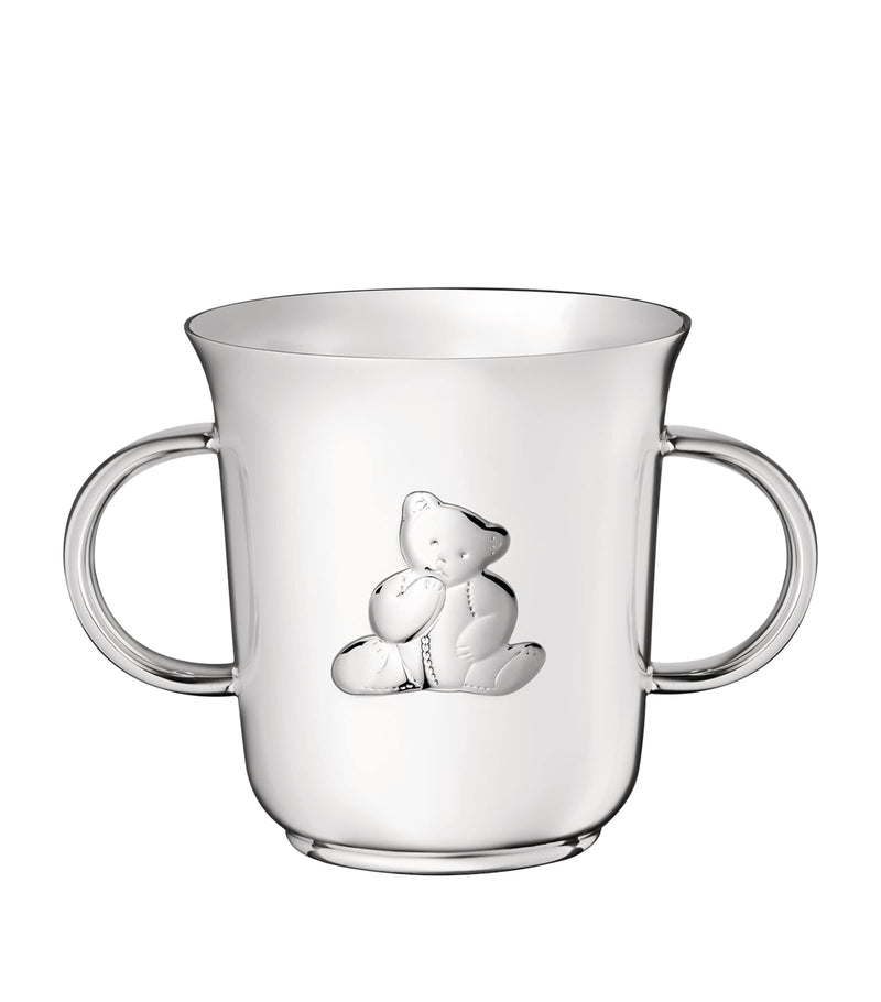 Christofle silver-plated Charlie Bear baby cup, imported from the UK