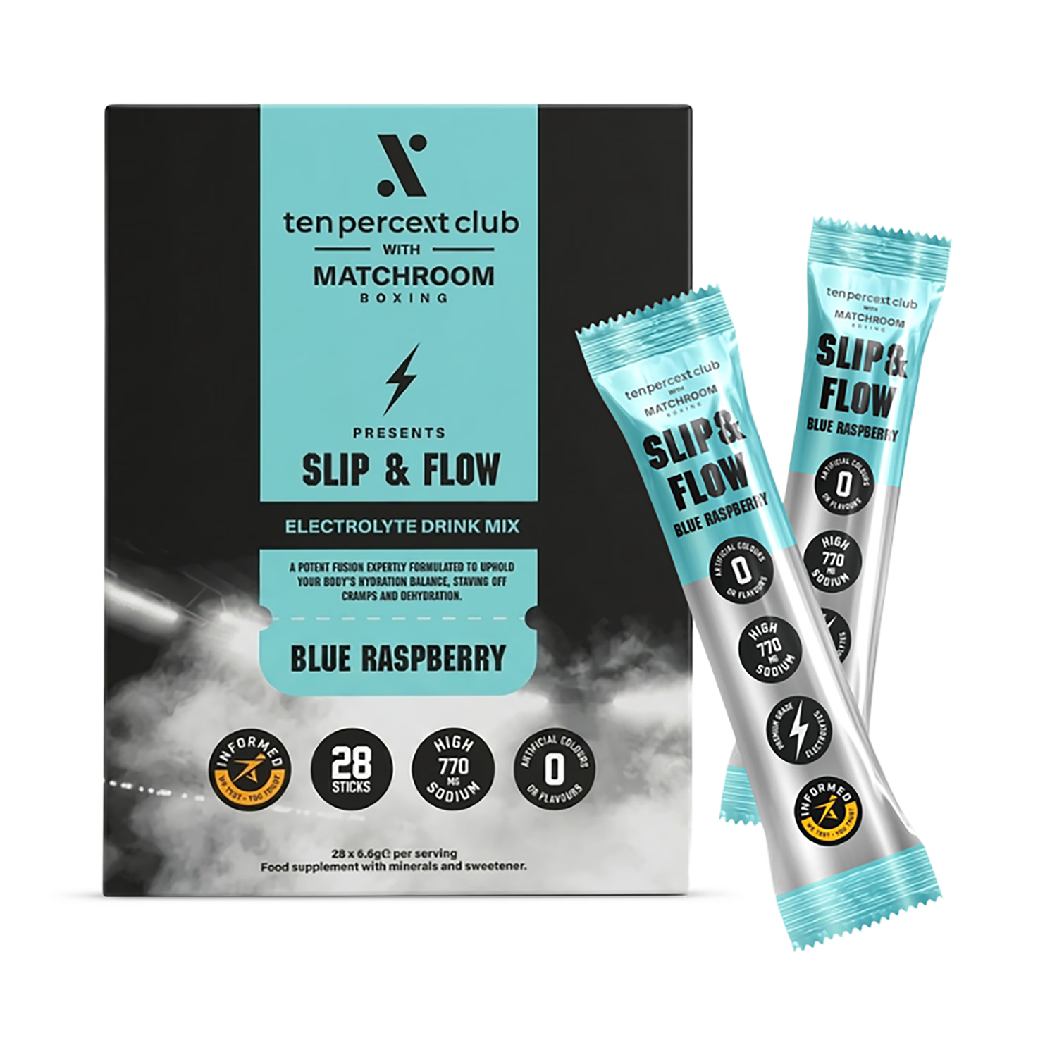 The Ten Percent Club Slip & Flow Electrolytes Blue Raspberry 28 Sachet - British product