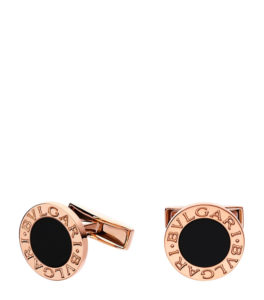 Bvlgari rose gold onyx cufflinks - British product