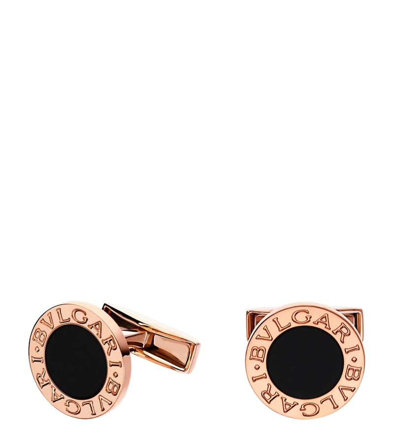 Bvlgari rose gold onyx cufflinks - British product