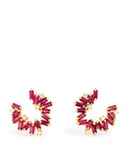 Suzanne Kalan rose gold diamond and ruby hoop earrings, UK version