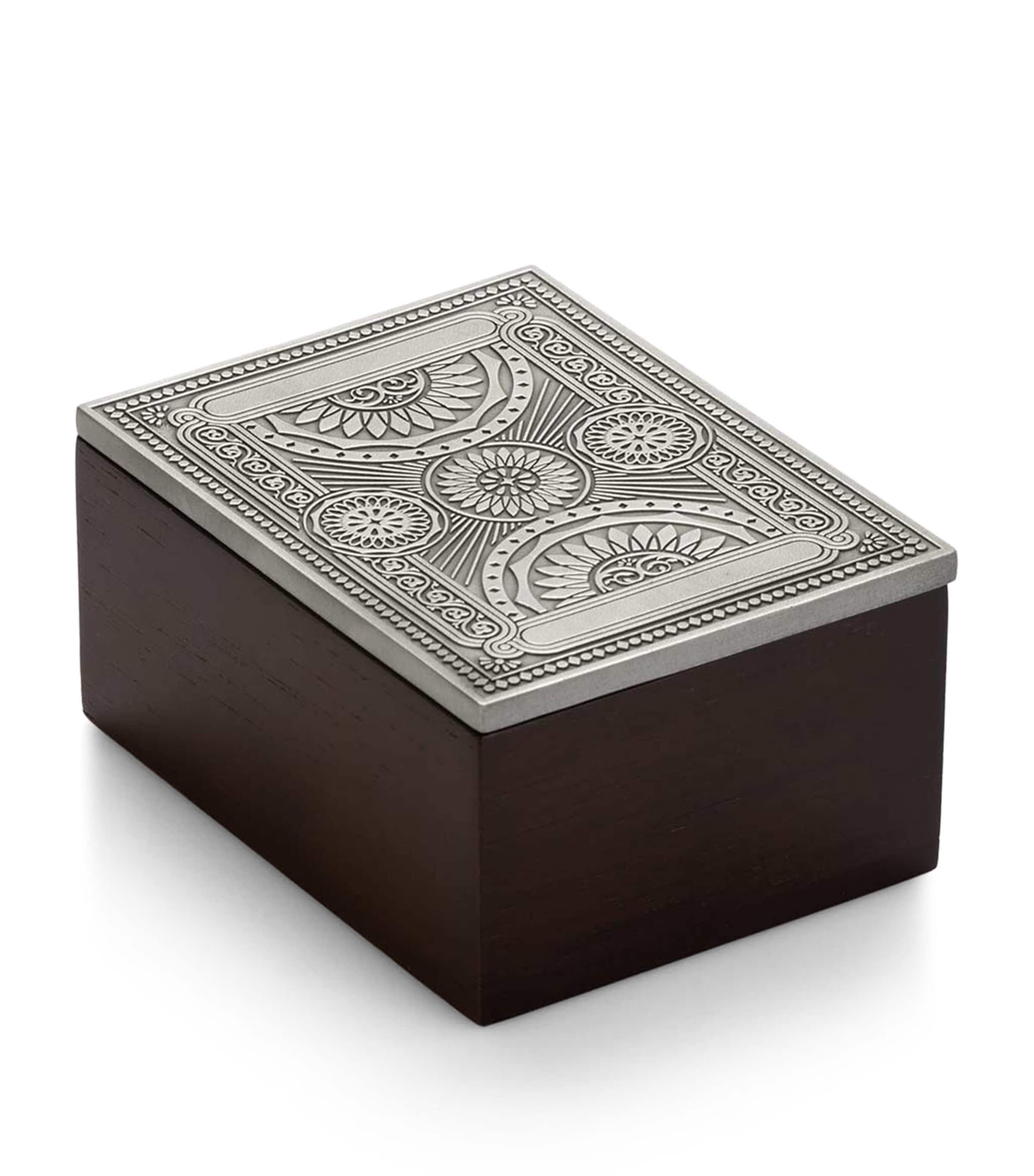 Royal Selangor Ace playing card box rubberwood and pewter, UK version