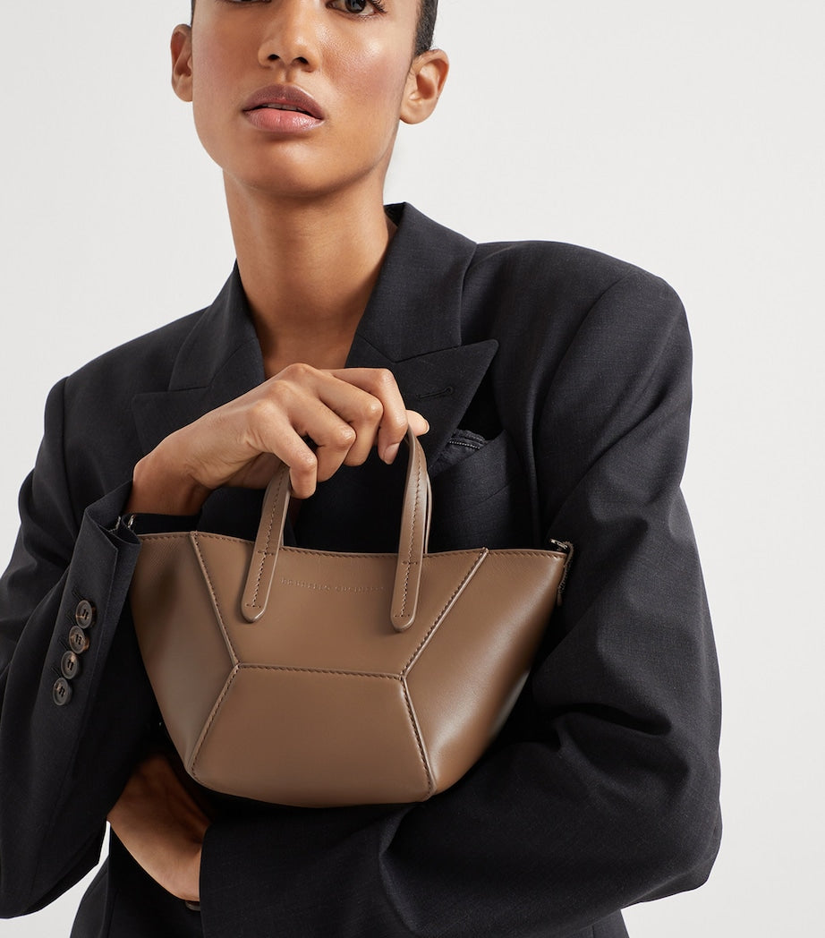 Brunello Cucinelli mini calfskin BC Duo tote bag, imported from the UK