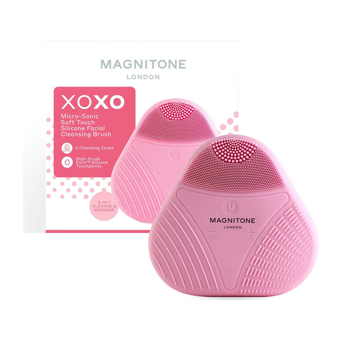 Magnitone XOXO SoftTouch Silicone Cleansing Brush Pink Make Up & Beauty Accessories Boots   