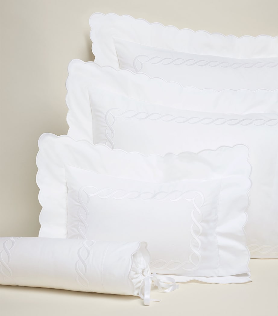 Pratesi square Oxford pillowcase Treccia design 65x65cm, imported from the UK