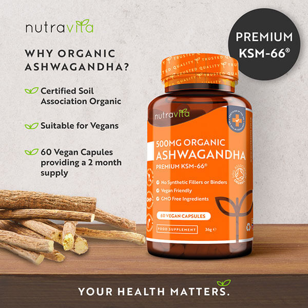 Nutravita Organic Ashwagandha KSM 66 500mg - 60 Vegan Caps GOODS Superdrug   