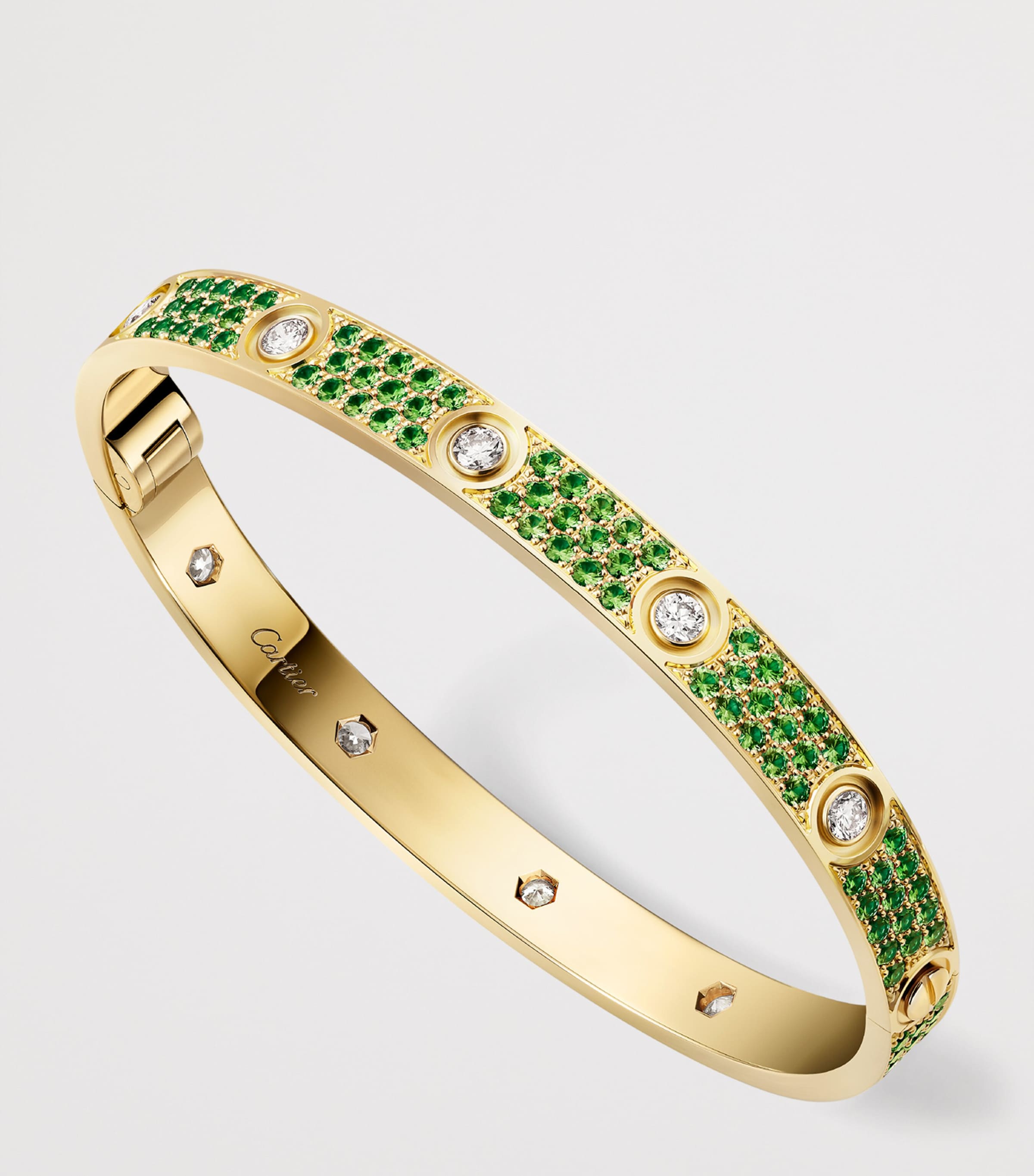 Cartier LOVE bracelet yellow gold diamonds tsavorite, imported from the UK