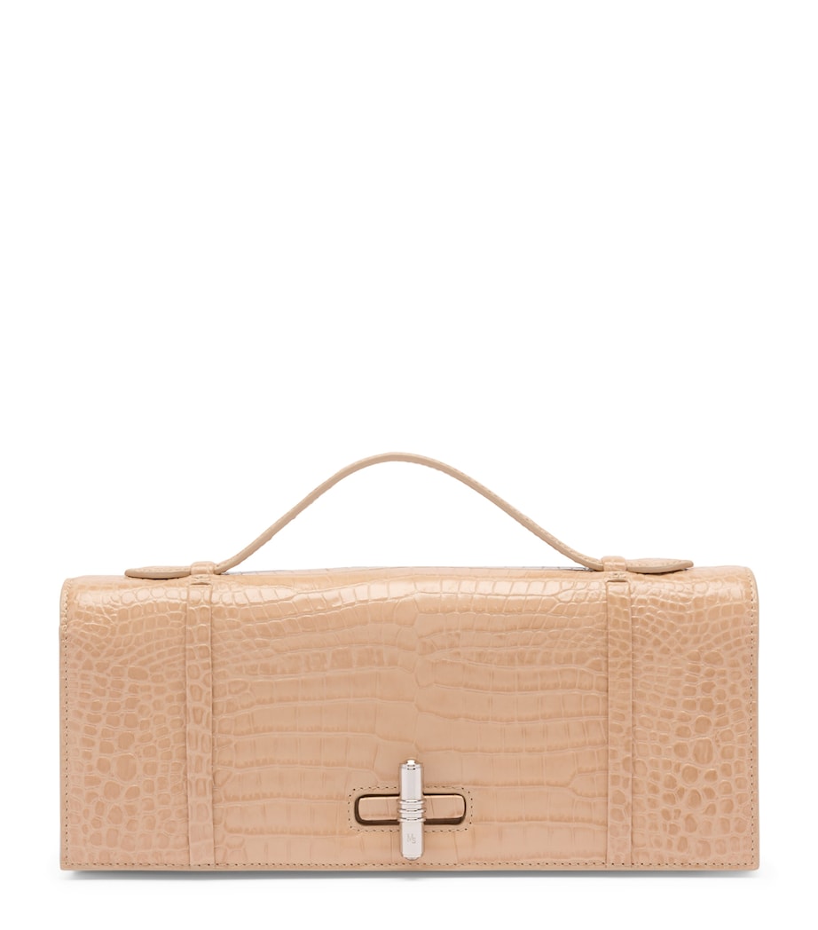 Malone Souliers croc-embossed May clutch bag, imported from the UK