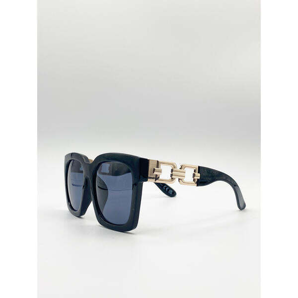 SVNX oversized sunglasses with gold chain detail, imported from the UK