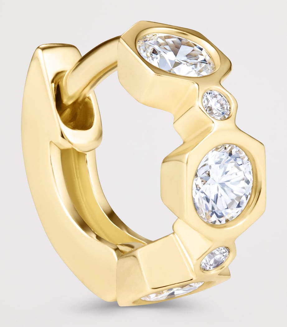 David Morris diamond hoop earring 6mm yellow gold, imported from the UK