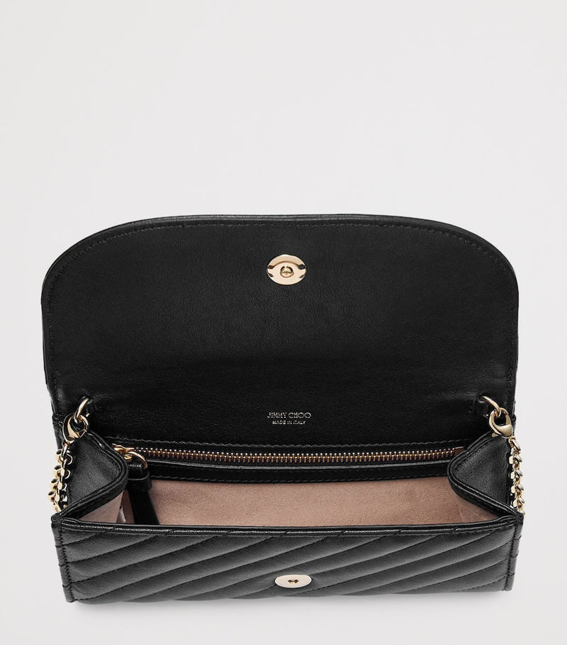 Jimmy Choo quilted leather Curve chain wallet, UK version