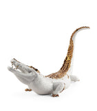 Lladró crocodile figurine white porcelain gold lustre, UK version