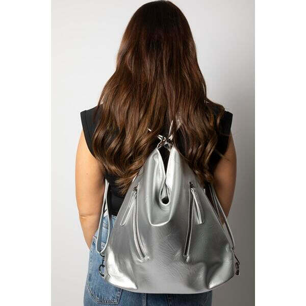 SVNX silver 2-in-1 shoulder bag and backpack - British product