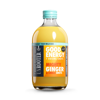 Holland & Barrett UNROOTED Mighty Ginger, Chilli & Baobab Shots Dosing Bottle 420ml- Buy online at McGrocer