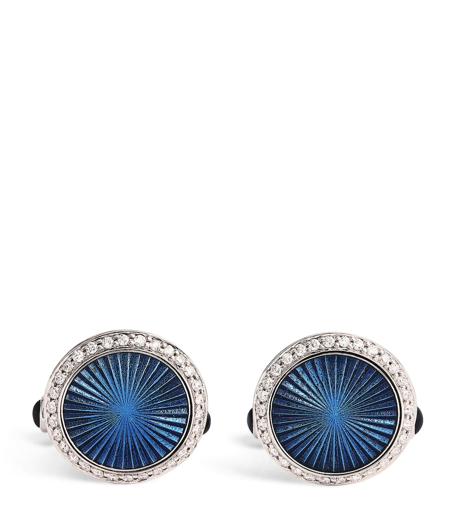 Deakin & Francis white gold diamond blue sapphire cufflinks - British product