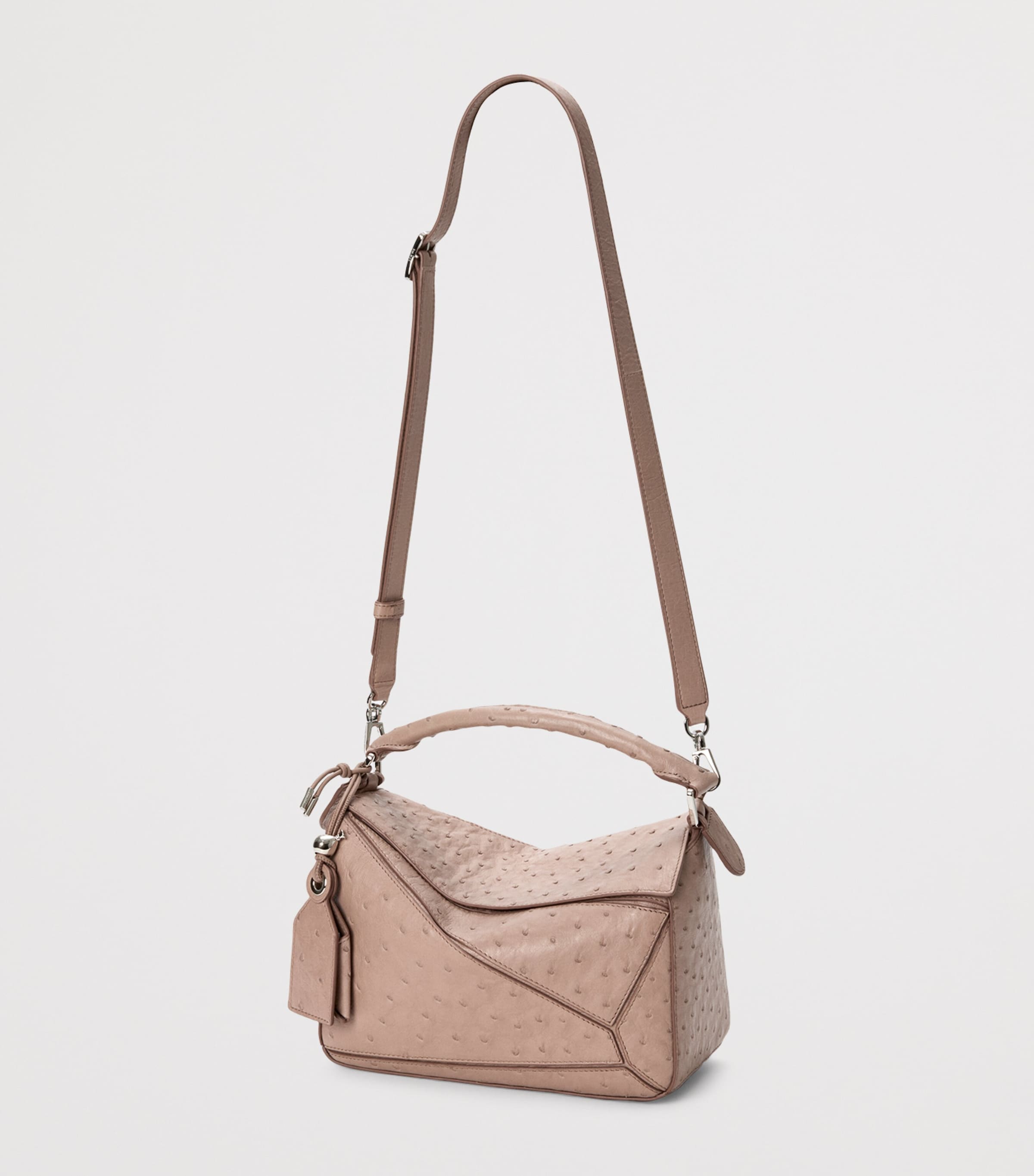 LOEWE Puzzle top-handle bag in ostrich leather, imported from the UK