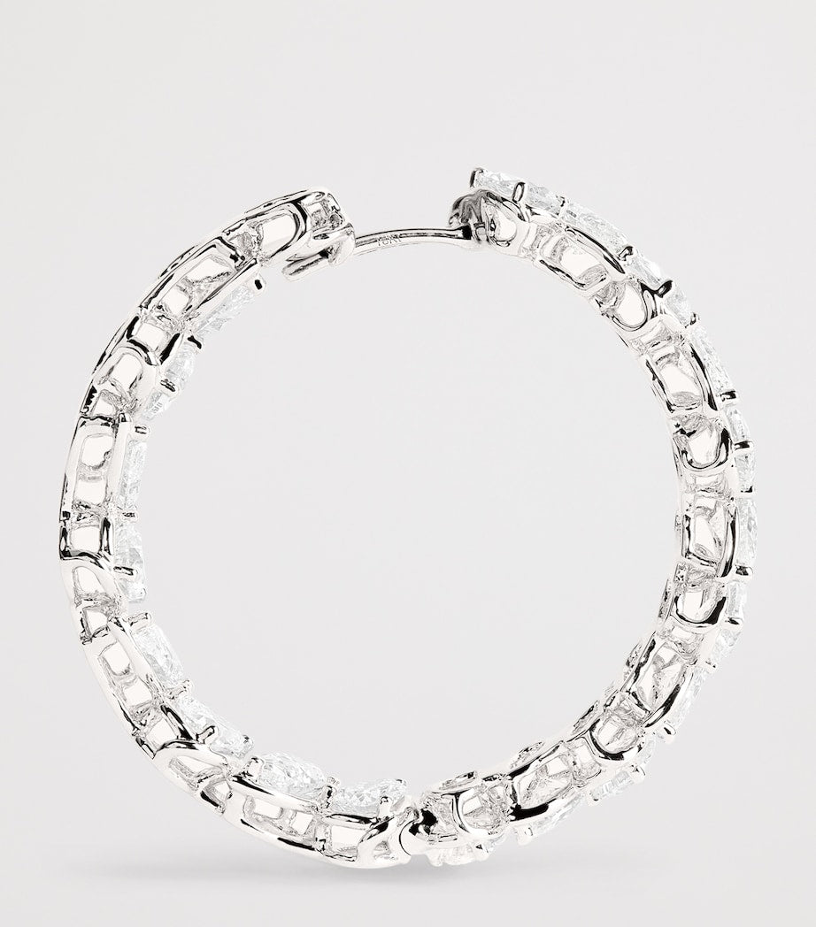 Harrods white gold diamond hoop earrings 9.50ct (British brand)