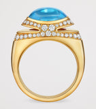 Bvlgari cocktail ring with blue topaz and diamonds (British brand)