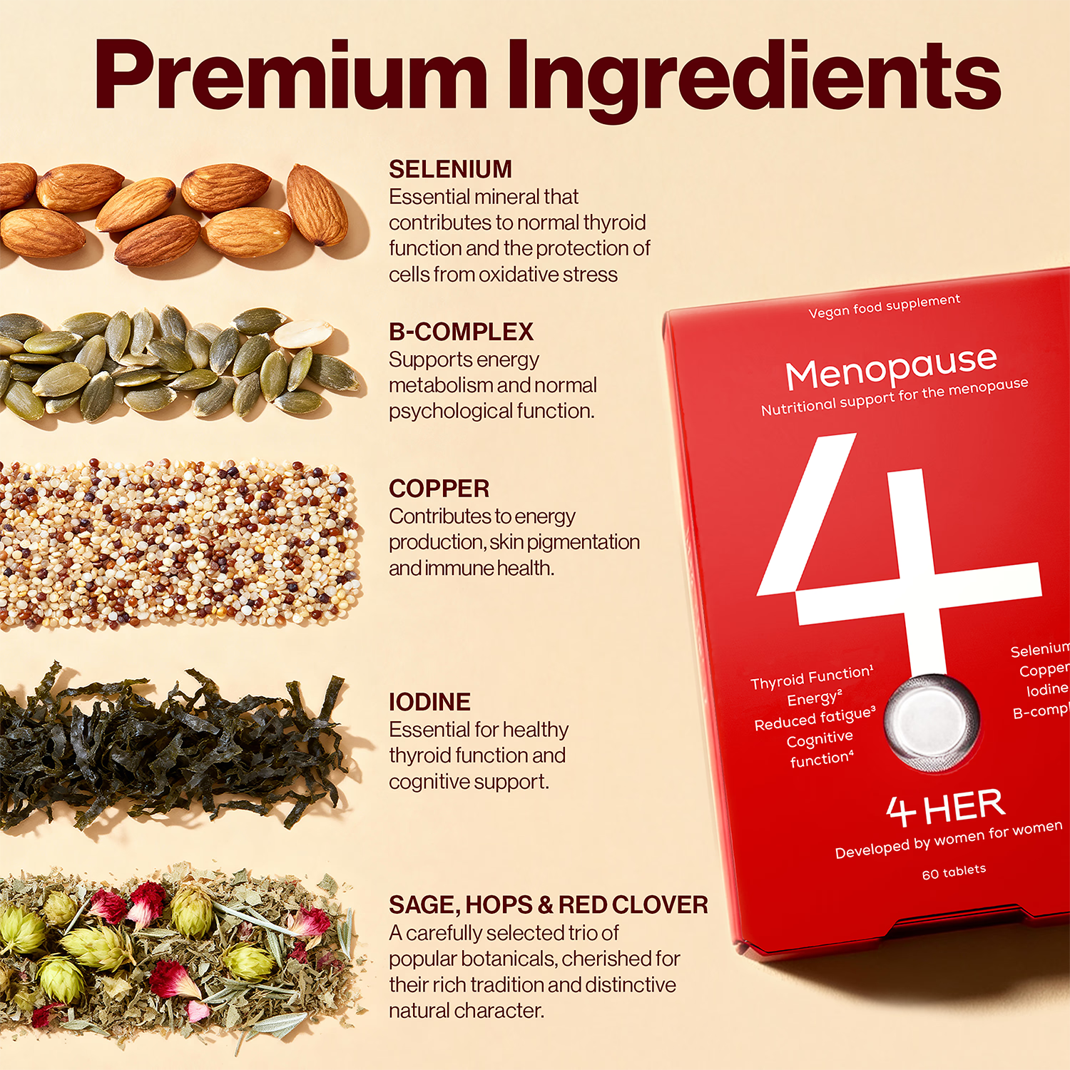 4HER menopause supplement 60 tablets - British product