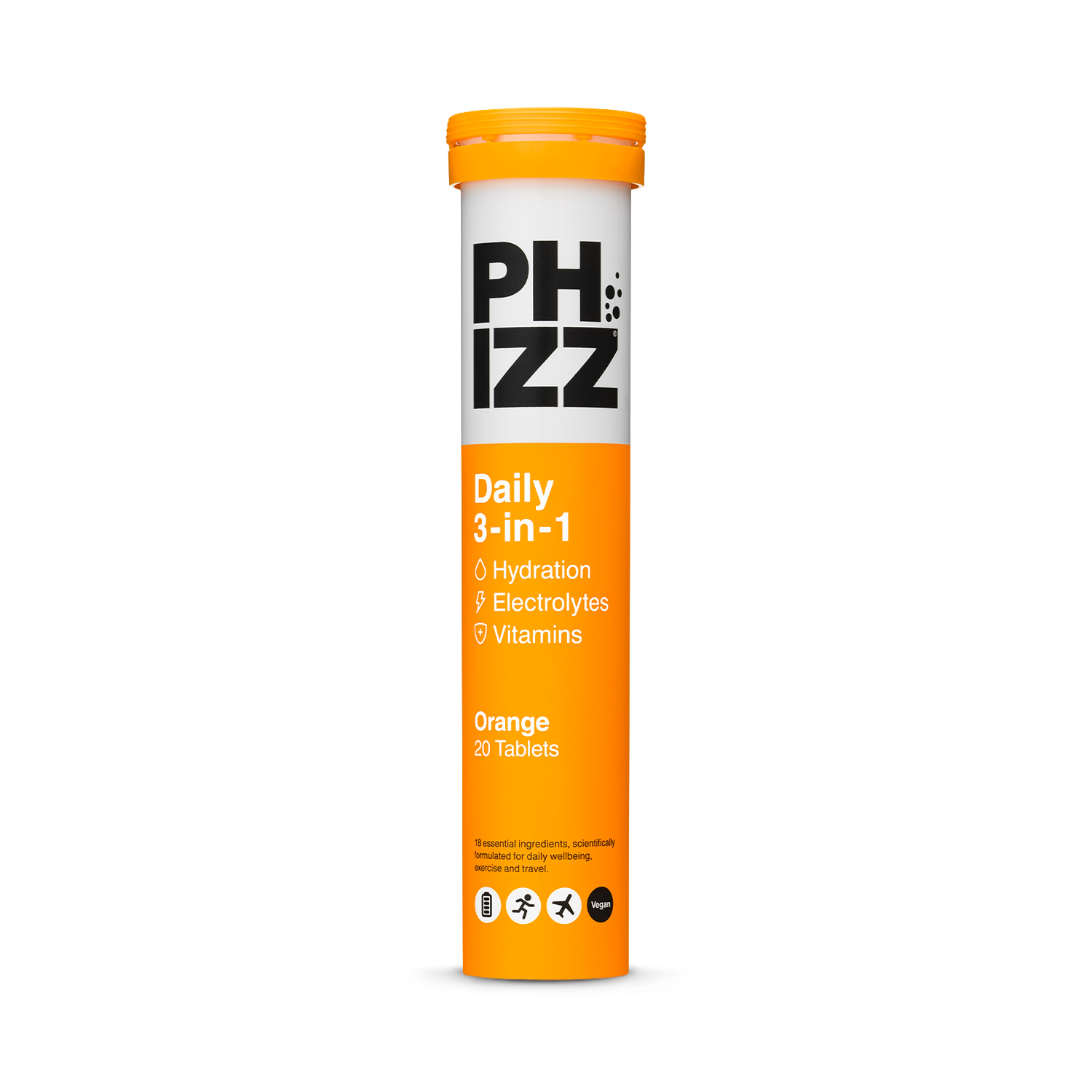 Phizz orange effervescent hydration tablets 20 count, UK version