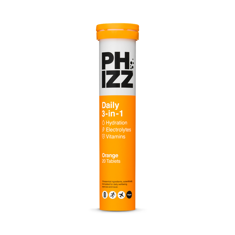 Phizz orange effervescent hydration tablets 20 count, UK version