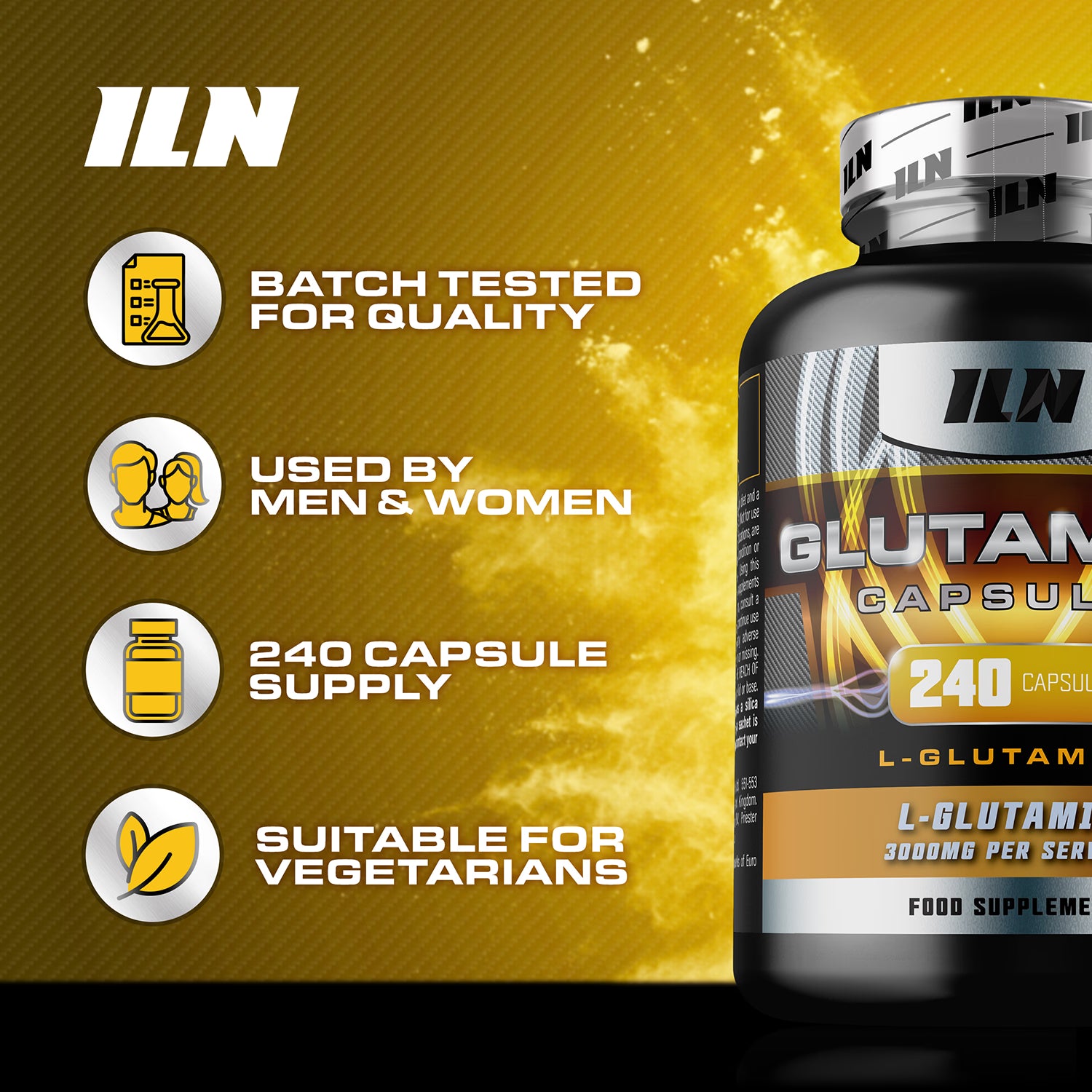L Glutamine 3000mg capsules 240 count (British brand)