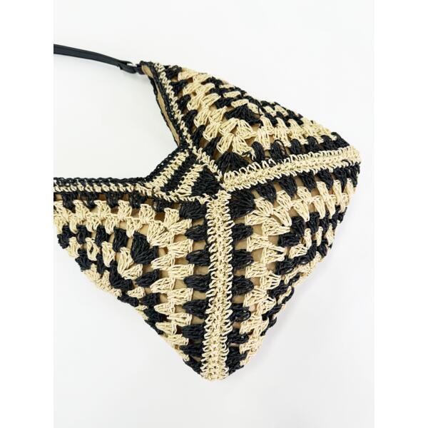 SVNX woven straw shoulder bag straw black - British product