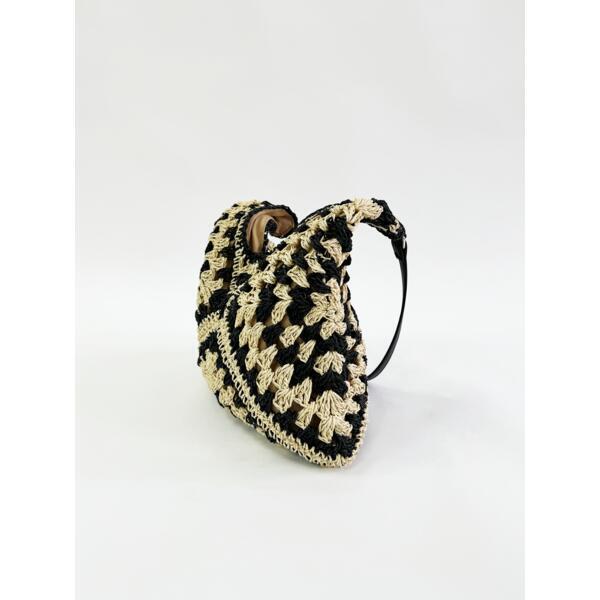 SVNX woven straw shoulder bag straw black - British product