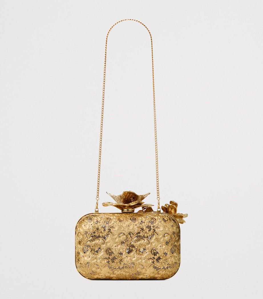 Jimmy Choo Cloud clutch bag in gold-tone metal lace, UK version