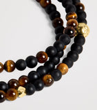 Nialaya gold-plated tiger eye and onyx beaded bracelet, UK version