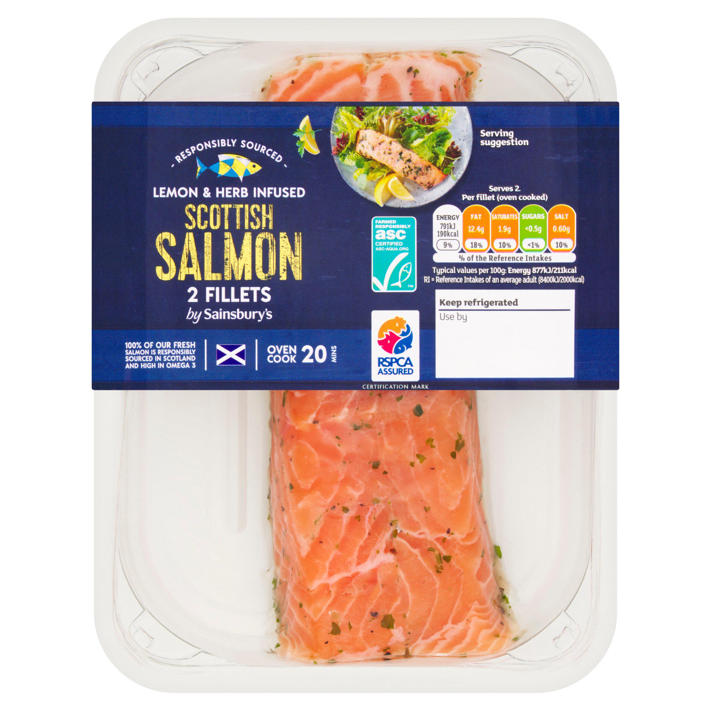 Sainsbury’s Lemon & Herb ASC Scottish Salmon Fillets x2 220g GOODS Sainsburys   