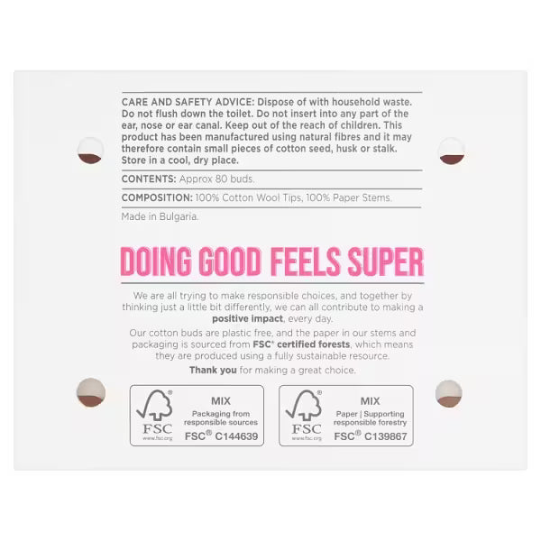 Superdrug Cotton Paper Buds x80