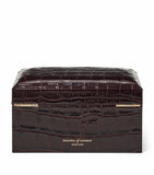Aspinal of London leather croc-embossed watch and cufflinks box - British product