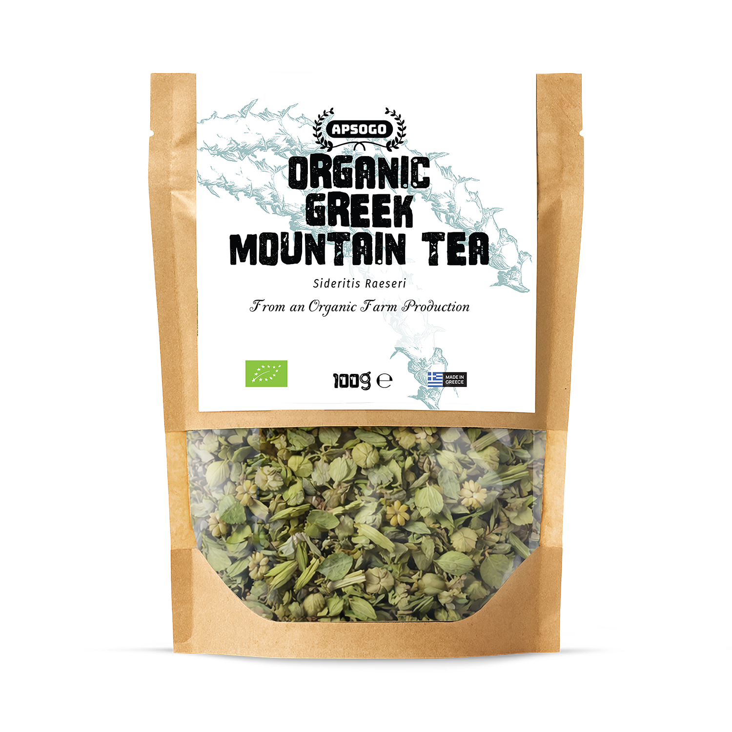 APSOGO organic Greek mountain tea loose leaf 100g, imported from the UK