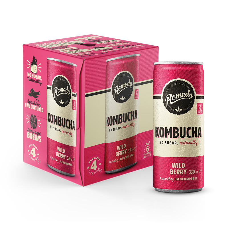 Remedy kombucha wild berry 4x330ml, imported from the UK