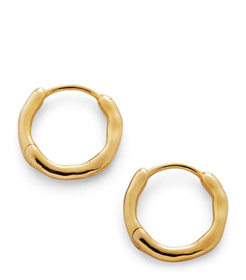 Monica Vinader gold vermeil huggie earrings, imported from the UK
