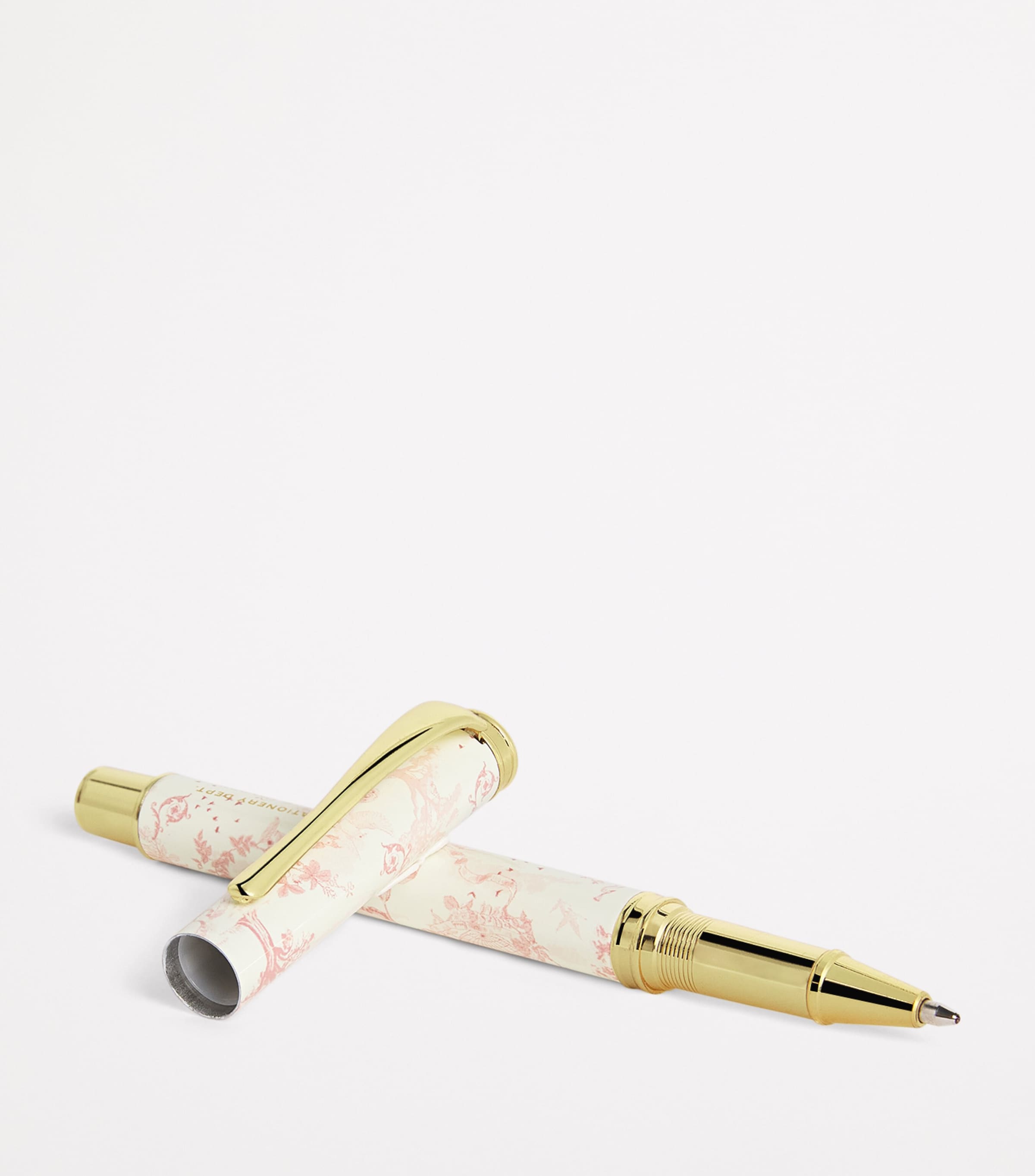 Harrods toile ballpoint pen featuring flora and fauna design, UK version