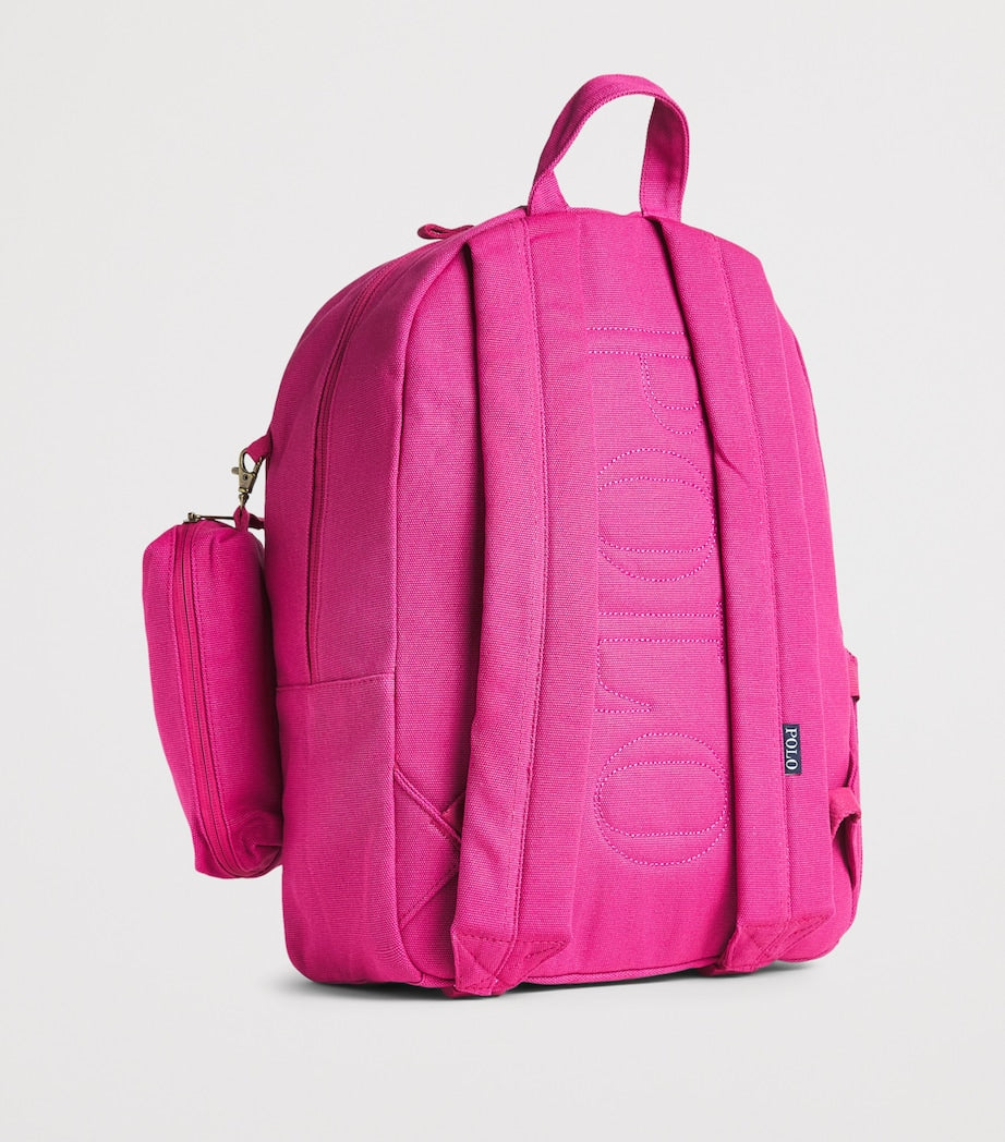 Ralph Lauren canvas kids backpack with Polo Pony embroidery (British brand)