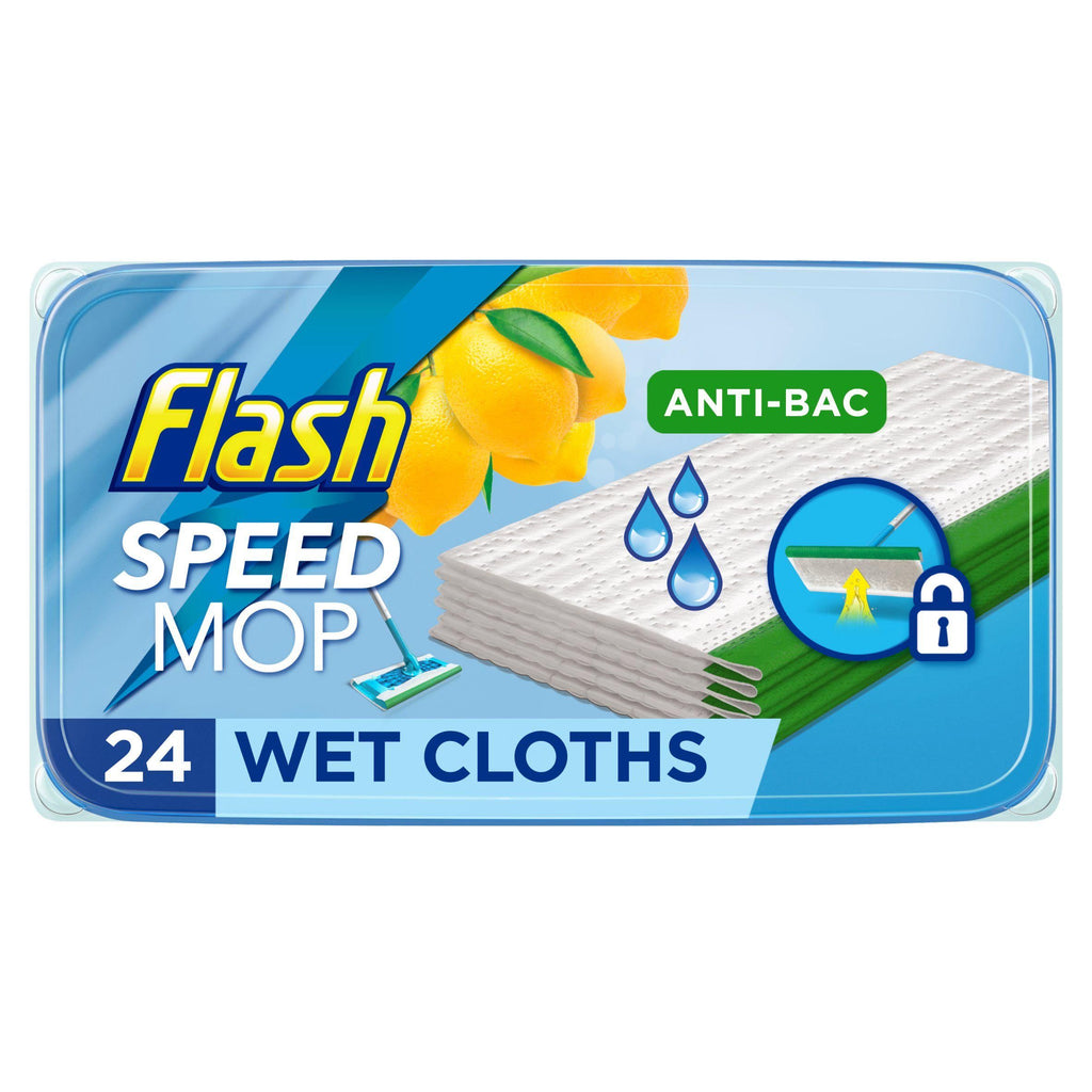 Flash Speedmop Wet Floor Cleaning Wipes Anti-bacterial Multi-Surface Lemon x24