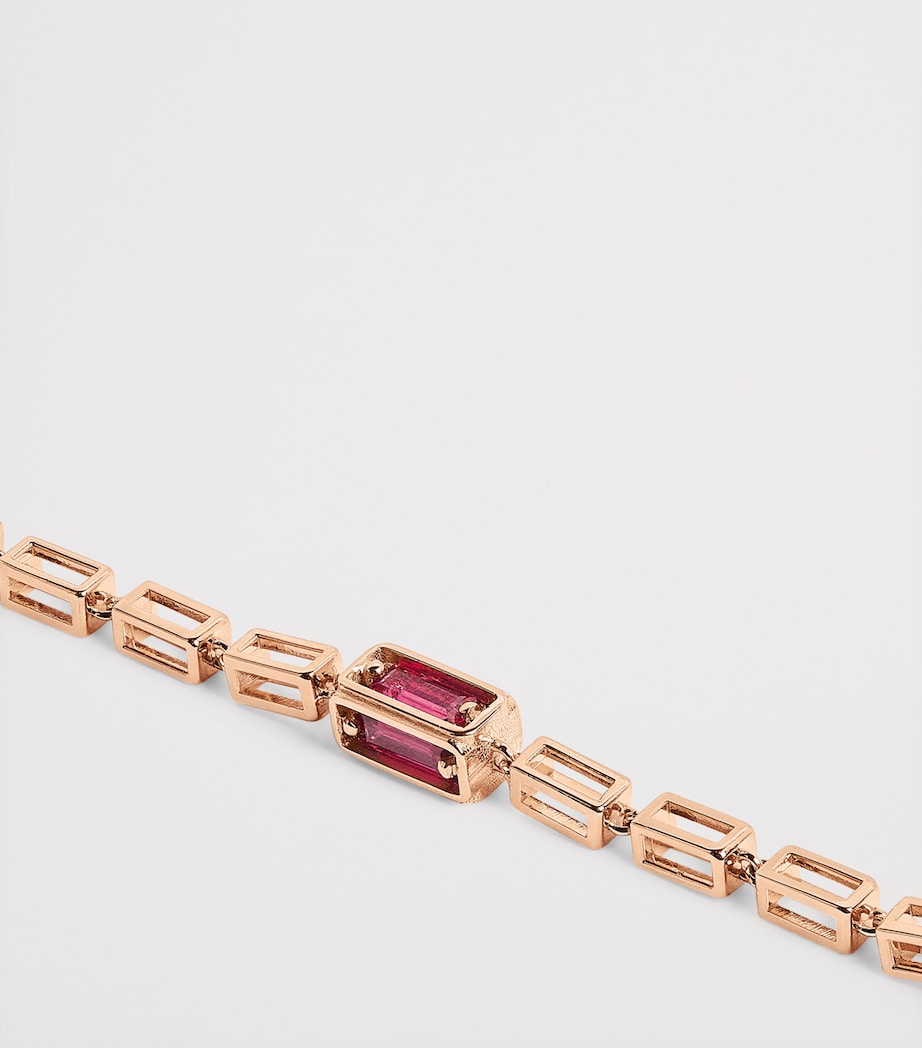 Suzanne Kalan rose gold and ruby large block chain bracelet, imported from the UK