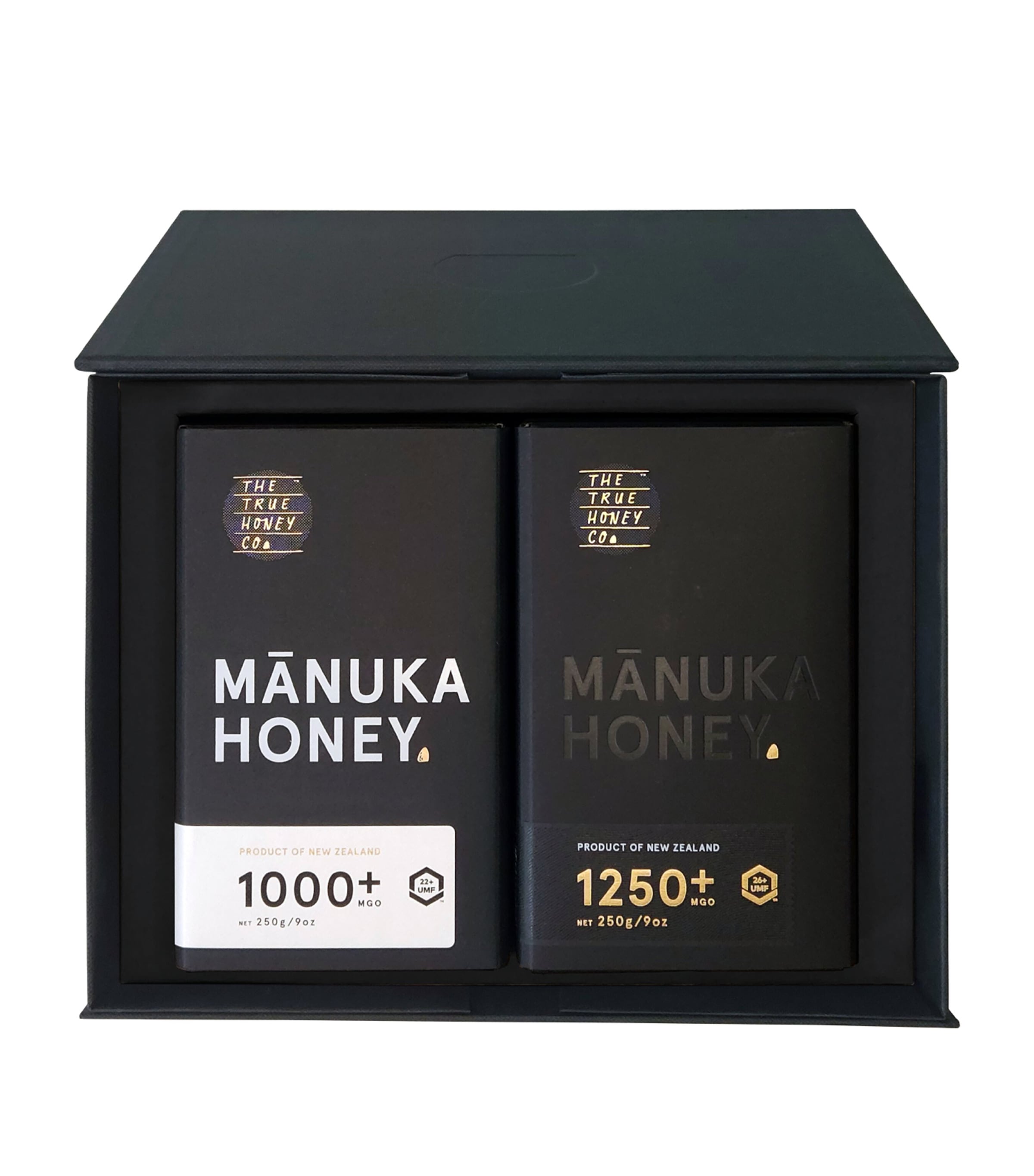 The True Honey Co manuka honey gift set with 1250 MGO and 1500 MGO 500g (British brand)