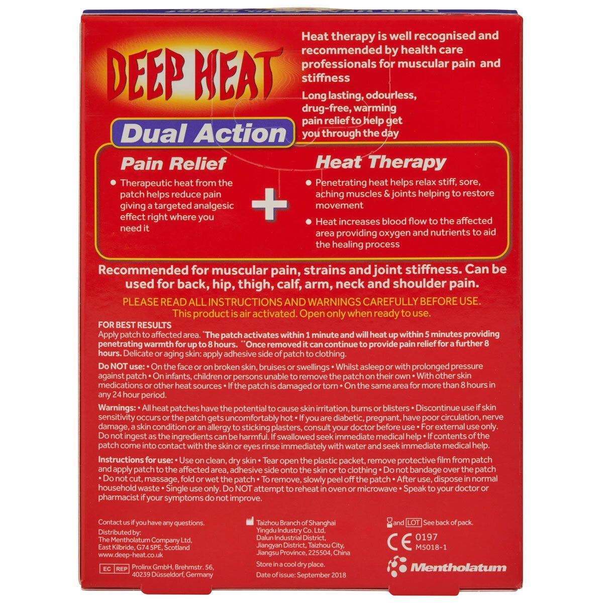 Deep Heat Pain Relief Heat Patch, 2 x 4 Pack Pain Relief Costco UK