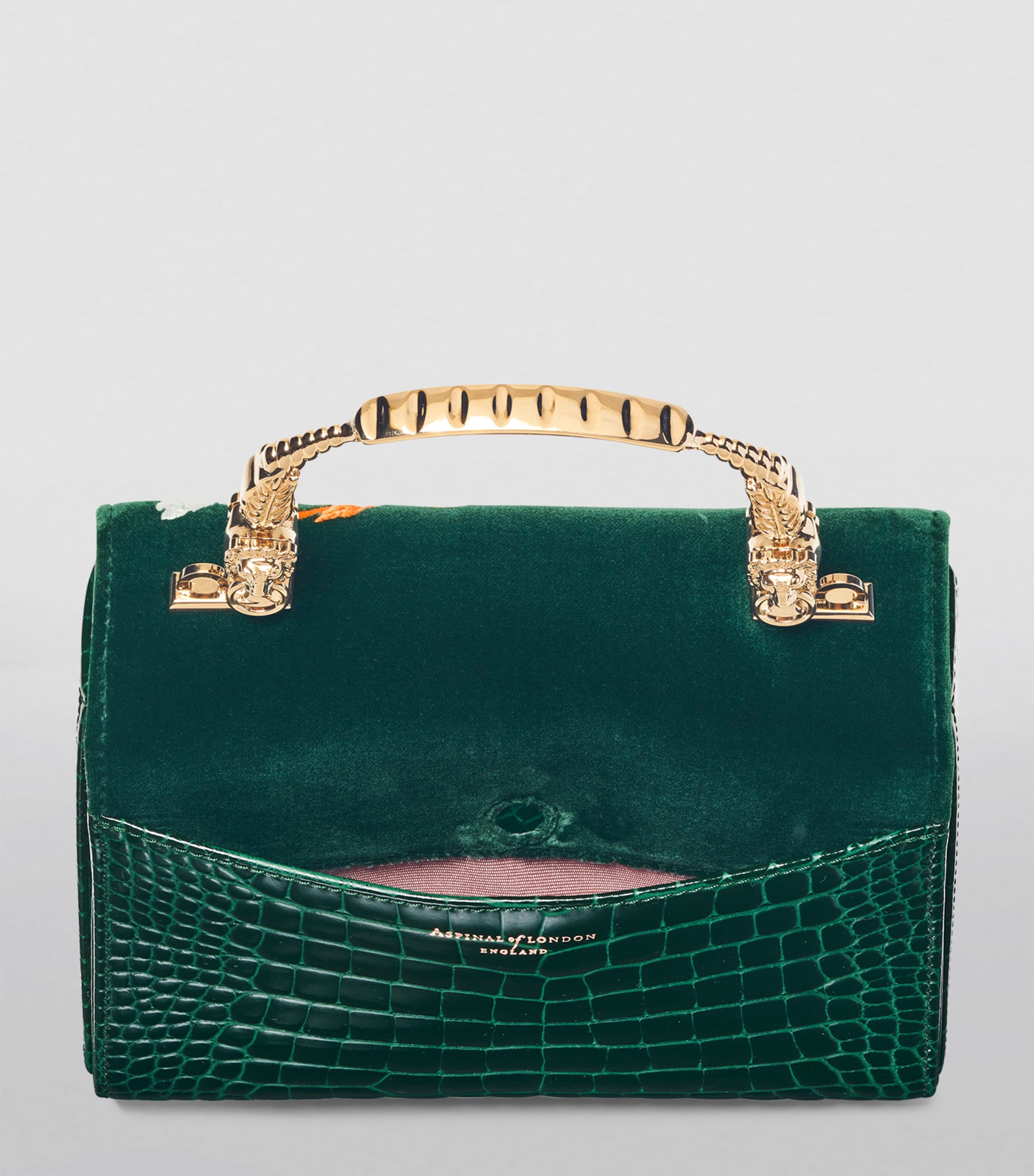 Aspinal of London Mayfair velvet top-handle bag midi (British brand)